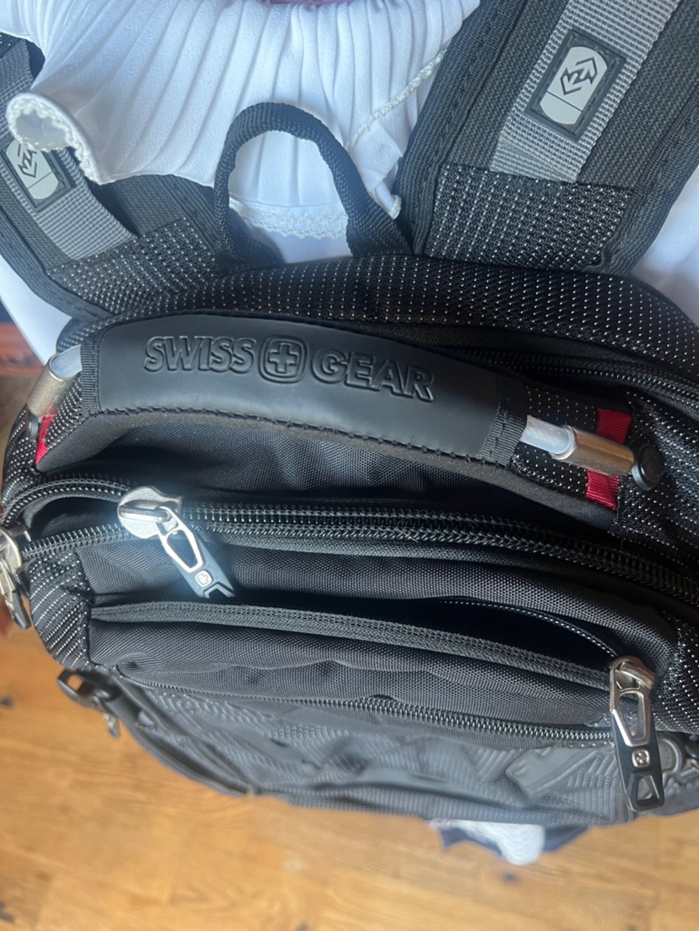 SwissGear Black Backpack with Red Logo Accent - Picture 3 of 11